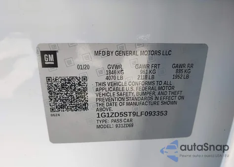 2020 Chevrolet Malibu Fwd Lt from USA, damaged, VIN 1G1ZD5ST9LF093353